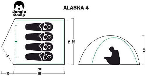 Треккинговая палатка Jungle Camp Alaska 4 (камуфляж)