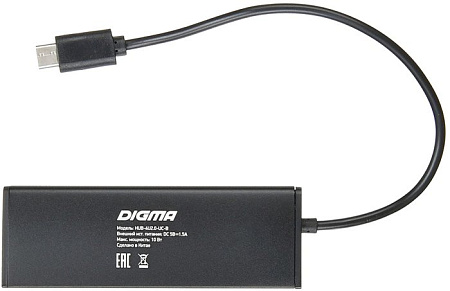 USB-хаб Digma HUB-4U2.0-UC-B