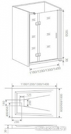Душевая дверь Good Door Saturn WTW-130-C-CH-L (левая)