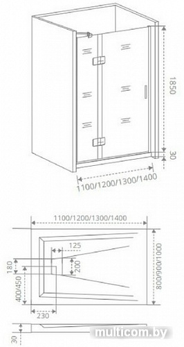 Душевая дверь Good Door Saturn WTW-130-C-CH-L (левая)