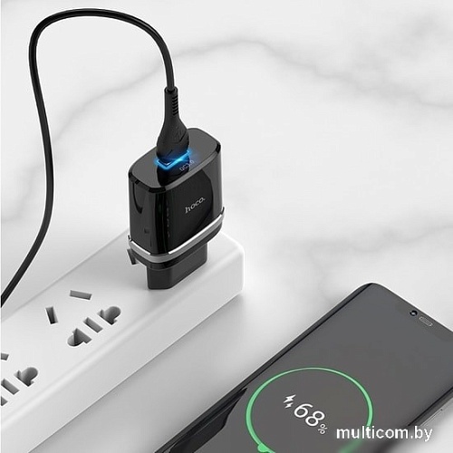 Сетевое зарядное Hoco C12Q Smart (черный)
