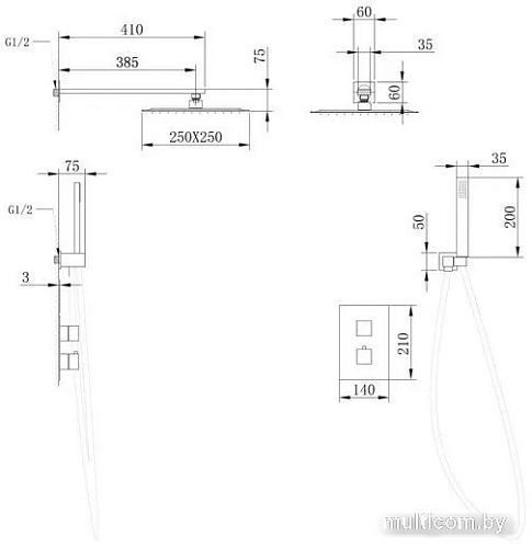 Душевая система Abber Daheim AF8251 (хром)