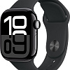 Умные часы Apple Watch Series 10 42 мм (алюминиевый корпус, черный/черный, спортивный силиконовый ремешок S/M)