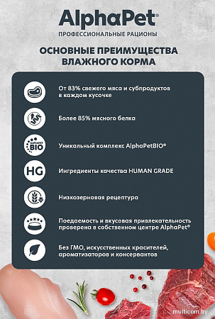 Консервированный корм для собак AlphaPet WOW Кролик и кабачок 211006 100 г