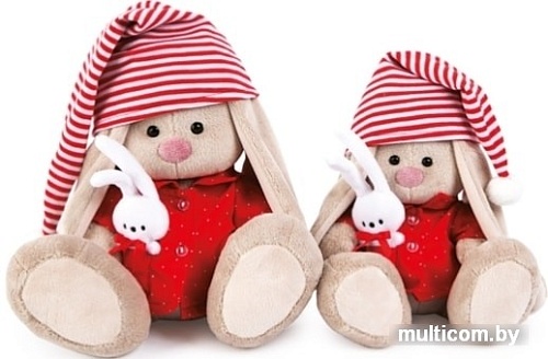 Мягкая игрушка Зайка Ми в красной пижаме (18 см)