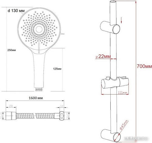 Душевой гарнитур Esko SSS1303
