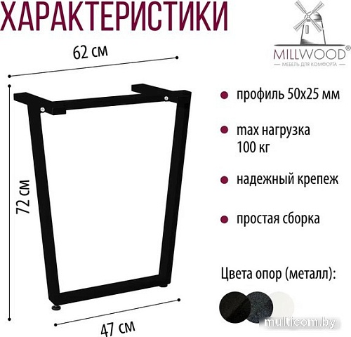 Millwood U-образное разборное 620 ПФ (черный металл)
