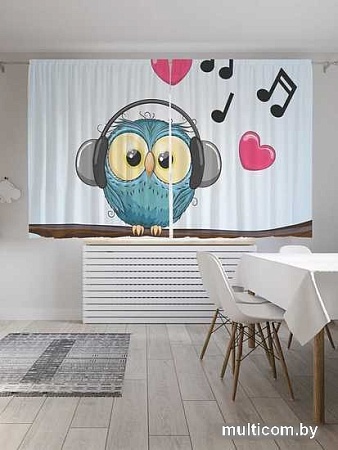 Комплект штор JoyArty Сова меломан Oxford DeLux 1.45x1.8 м (2 шт)