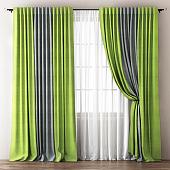 Комплект штор и гардин Pasionaria Кирстен 480x230 (3 шт, зеленый/серый)