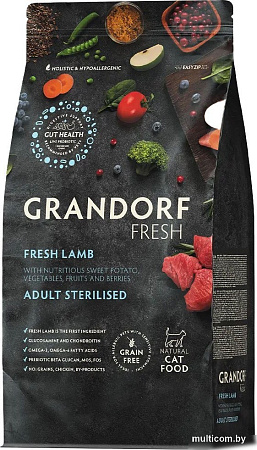 Сухой корм для кошек Grandorf Adult Sterilised Fresh Lamb&Sweet Potato (400г)