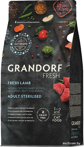 Сухой корм для кошек Grandorf Adult Sterilised Fresh Lamb&Sweet Potato (400г)