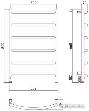 Полотенцесушитель Сунержа Галант 4.0 800х500 МЭМ левый 00-0830-8050