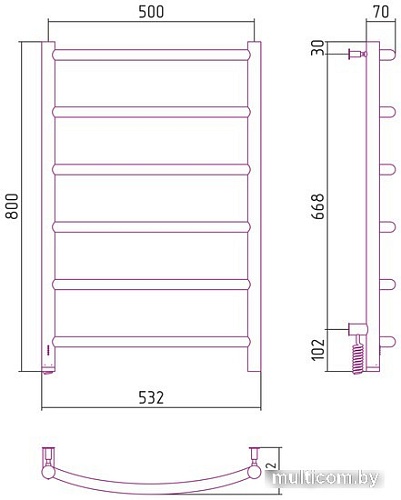 Полотенцесушитель Сунержа Галант 4.0 800х500 МЭМ левый 00-0830-8050