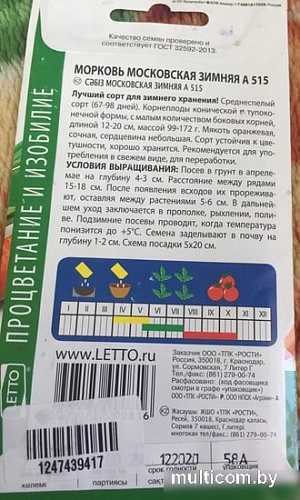 Семена Агроуспех Морковь Московская зимняя средняя 17629 2 г
