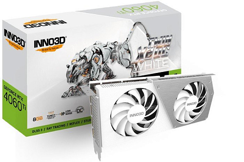 Видеокарта Inno3D GeForce RTX 4060 Ti 8GB Twin X2 OC White N406T2-08D6X-171153W