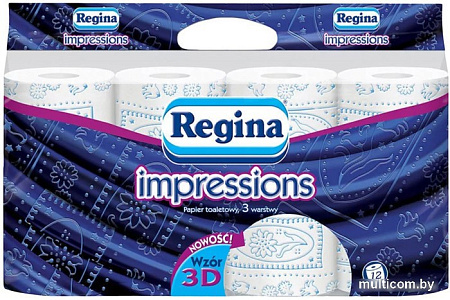 Туалетная бумага Regina Impressions голубая (12 рулонов)