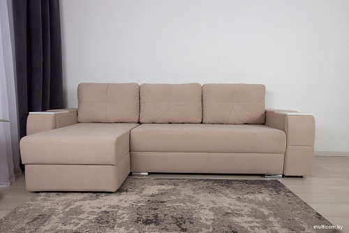 Угловой диван DiArt Бруклин 7-левый (велюр, Selfie cream/крафт)