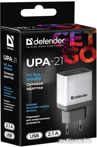 Сетевое зарядное Defender UPA-21 (белый)