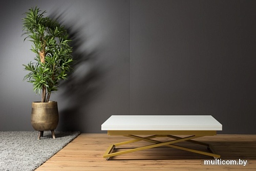 Стол-трансформер Levmar Compact D78/S90 (белый/золото)