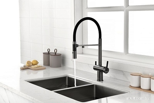 Смеситель Paulmark Gravity Gr213888-GM (черный/вороненая сталь)