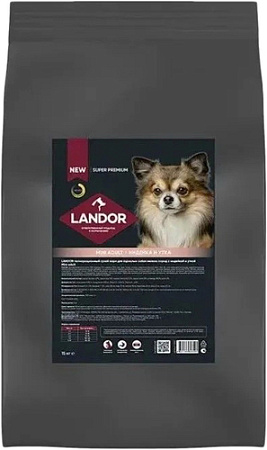 Сухой корм для собак Landor Mini Adult для взрослых мелких пород с индейкой и уткой 15 кг