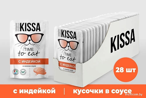 Консервированный корм для кошек Kissa С индейкой в соусе (28x75г)
