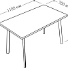 Кухонный стол Listvig Слим 2 110x70 (дуб/черный гладкий)