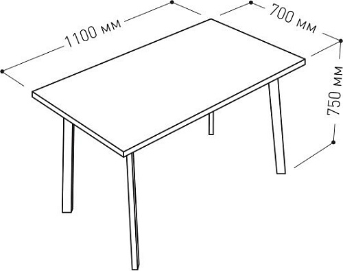 Кухонный стол Listvig Слим 2 110x70 (дуб/черный гладкий)