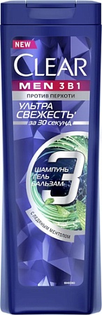 Бальзам Clear Men Ультра свежесть 3 в 1 400 мл