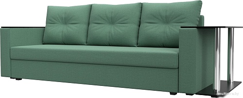 Диван Лига диванов Атланта со столом справа 126160 (рогожка амур зеленый)