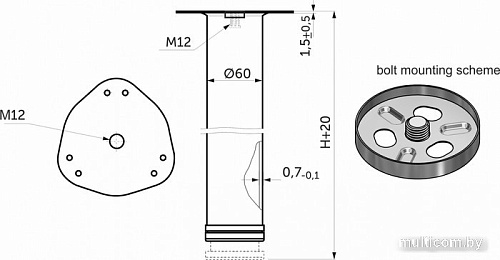 Подстолье для стола AksHome 60x60 h-710 (4 шт, матовый хром)