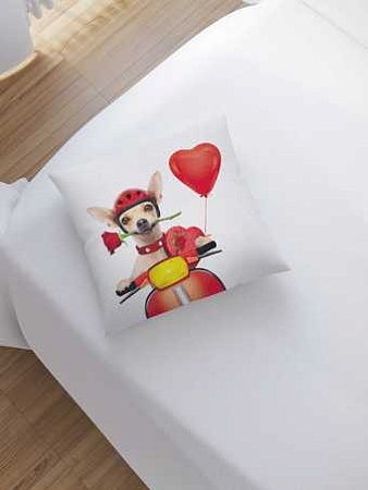 Чехол на подушку JoyArty Собачка с розой в зубах sl_91965