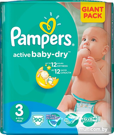 Подгузники Pampers Active Baby-Dry 3 Midi (90 шт)