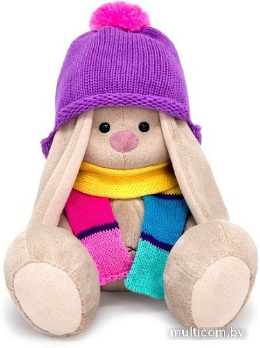 Классическая игрушка BUDI BASA Collection Зайка Ми в шапке и полосатом шарфе SidS-562 (18 см)