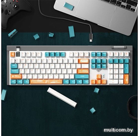 Клавиатура AULA F3050 (с темно-бирюзовыми кнопками, Blue Switch)