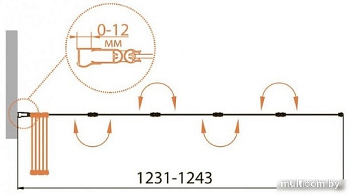 Душевая шторка Cezares RELAX-V-5-120/140-P-Bi-R