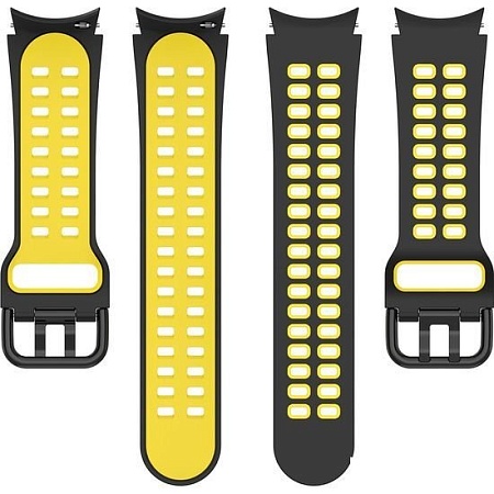 Ремешок Rumi Extreme силиконовый для Samsung Galaxy Watch4/5 (20 мм, черный/желтый)