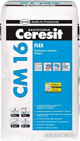 Клей для плитки Ceresit CM 16. Эластичный клeй для плитки «Flex»