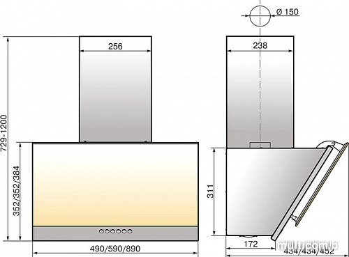 Кухонная вытяжка Elikor Рубин S4 90П-700-Э4Д (антрацит/черное стекло)
