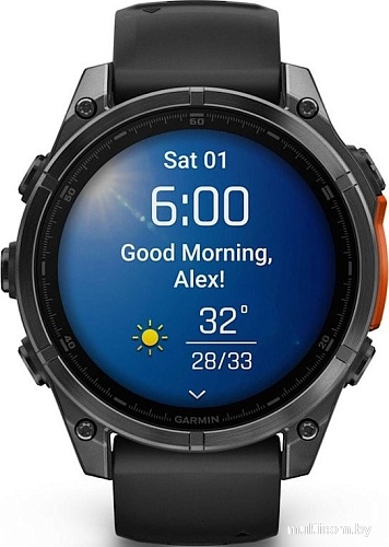 Умные часы Garmin Fenix 8 47мм (серый, черный силиконовый ремешок)