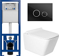 Унитаз подвесной Saniteco KW-9004W в комплекте с инсталляцией + 64117 + S-IN-MZ-LINK_PRO