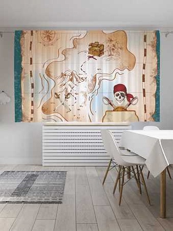 Комплект штор JoyArty Пиратский клад Oxford DeLux 1.45x1.8 м (2 шт)