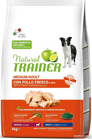 Сухой корм для собак Trainer Natural (для средних пород с курицей, рисом и алоэ) 3 кг