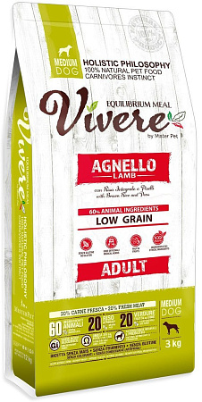 Сухой корм для собак Vivere Medium Adult Lamb 3 кг