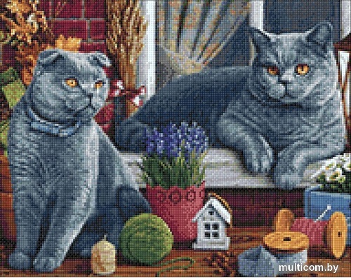 Алмазная мозаика Wizardi Британские котики WD2483