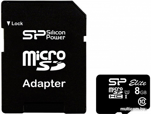 Карта памяти Silicon-Power microSDHC Elite UHS-1 (Class 10) 8 GB (SP008GBSTHBU1V10-SP)