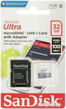 Карта памяти SanDisk Ultra microSDHC SDSQUNR-032G-GN3MA 32GB (с адаптером)