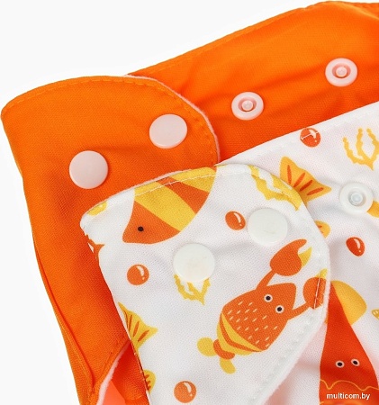 Многоразовый подгузник Крошка Я Крабик (белый/оранжевый)