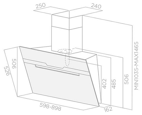 Каминная вытяжка Elica MAJESTIC WH/A/60