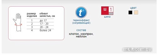 Ортез лучезапястный Польза На запястье с шиной 1411 (р.2, бежевый)